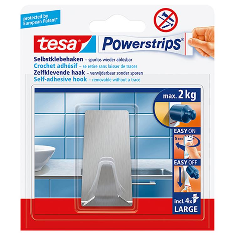 Tesa powerstrips® haak l metaal rechthoekig