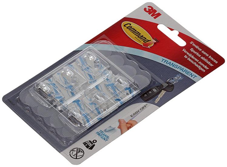 3m command™ doorzichtige mini haken met doorzichtige strips, 6hks+8s pk
