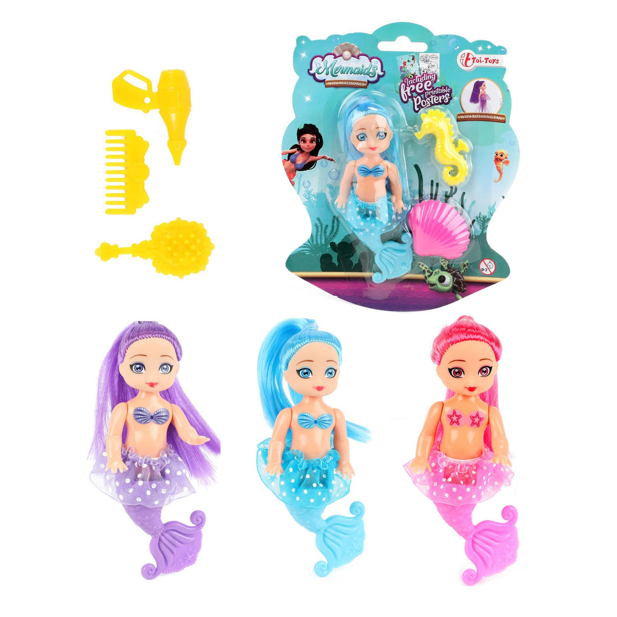 TOI-TOYS Mermaids Mermaid Pop con Kammetjes, 12 cm