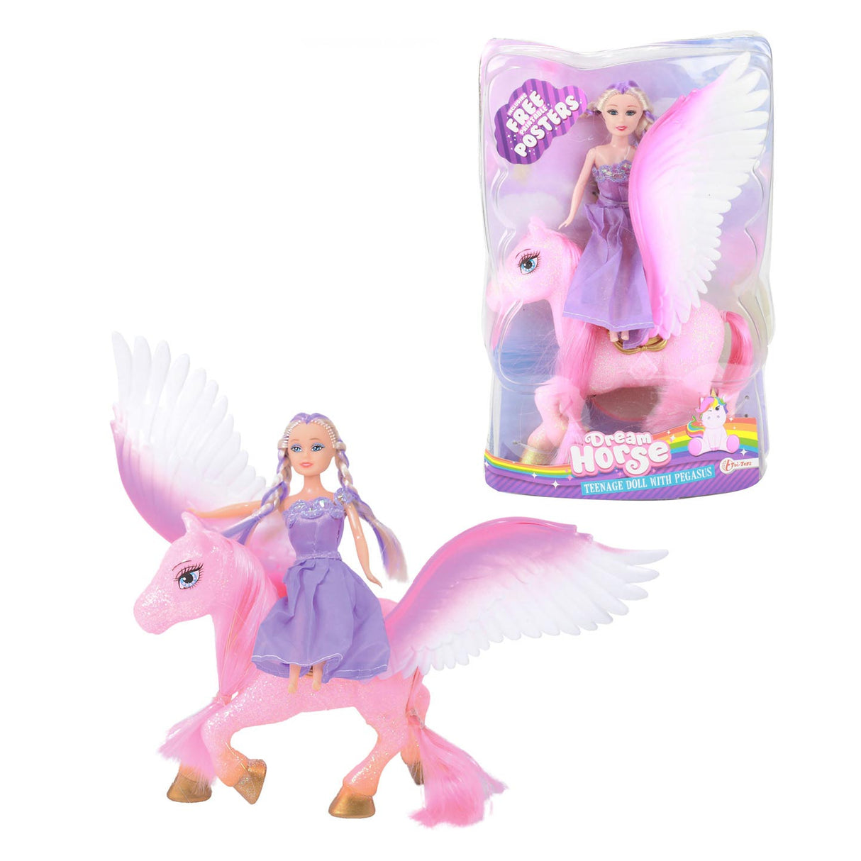 Dream Horse Unicorn Pegasus with teenage doll