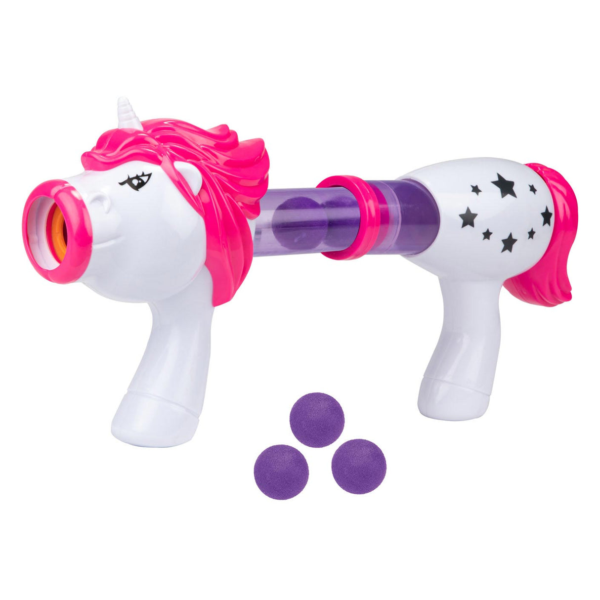 Pistola de protección de unicornio de caballo con bolas de espuma