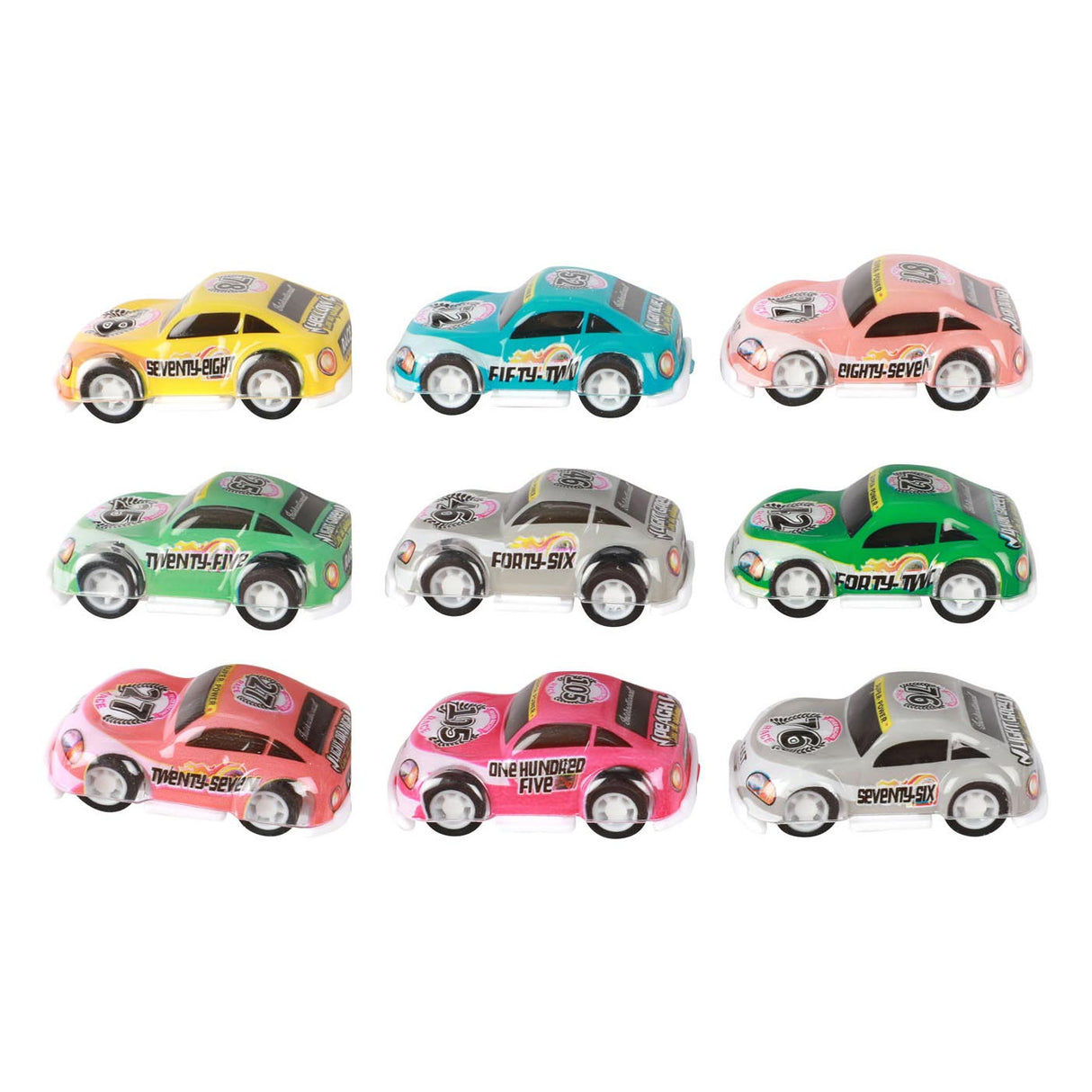 Turbo Racers Mini Rally Rally Rack Cars, 9st.