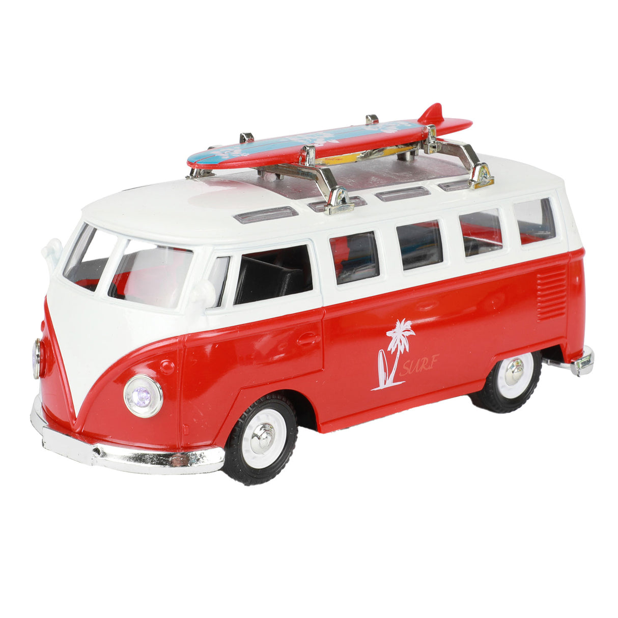 TOI-TOYS pull-back bus retrò con luce e suono