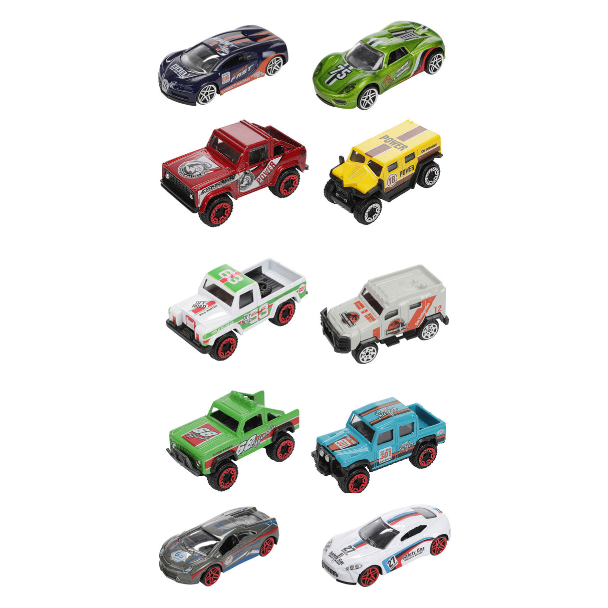 Toi-Toys Metal Rally Race cars, 5st.