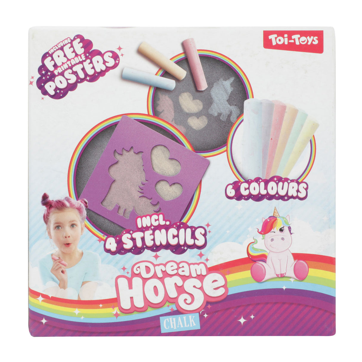 Dream Horse Sidewalk Chalk Unicorn mit Vorlagen, 10dlg.