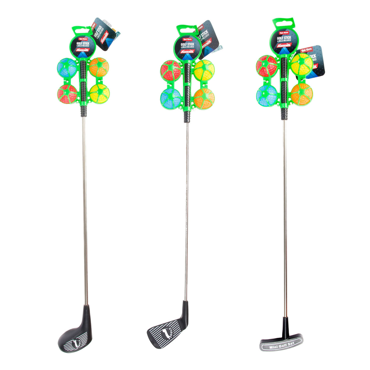 Toi-toys adrenix golf stick metal con 4 palline colorate, 5dlg.