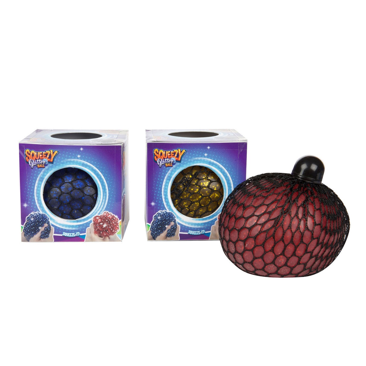 Toi-toys lustige Glitzer Squeeze Ball im Netz, 10 cm