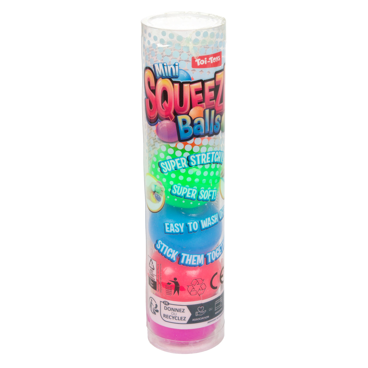 Toi-toys zábavné mini squeeze balls stickezz in trube, 5st.