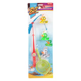 Toi-Toys spielen Angelspiel und fangen die Ente mit Angelrute und Netz
