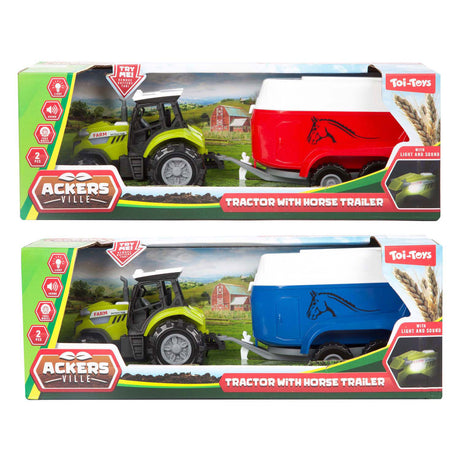 Toi-toys Ackers Ville Traktor und Anhänger mit Licht und Sound, 10 cm
