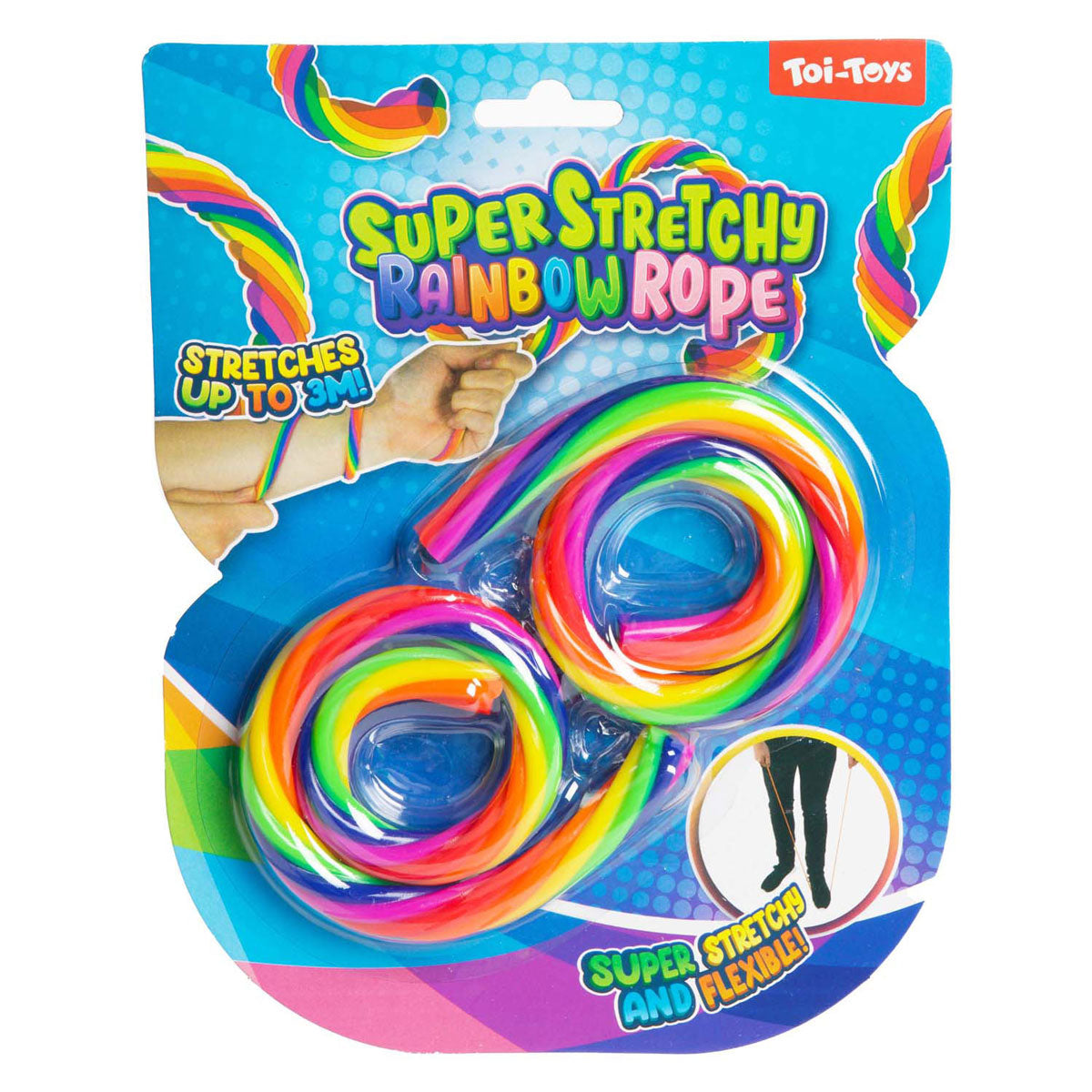 Toi-toys fun super rekbaar touw regenboog, 2st.