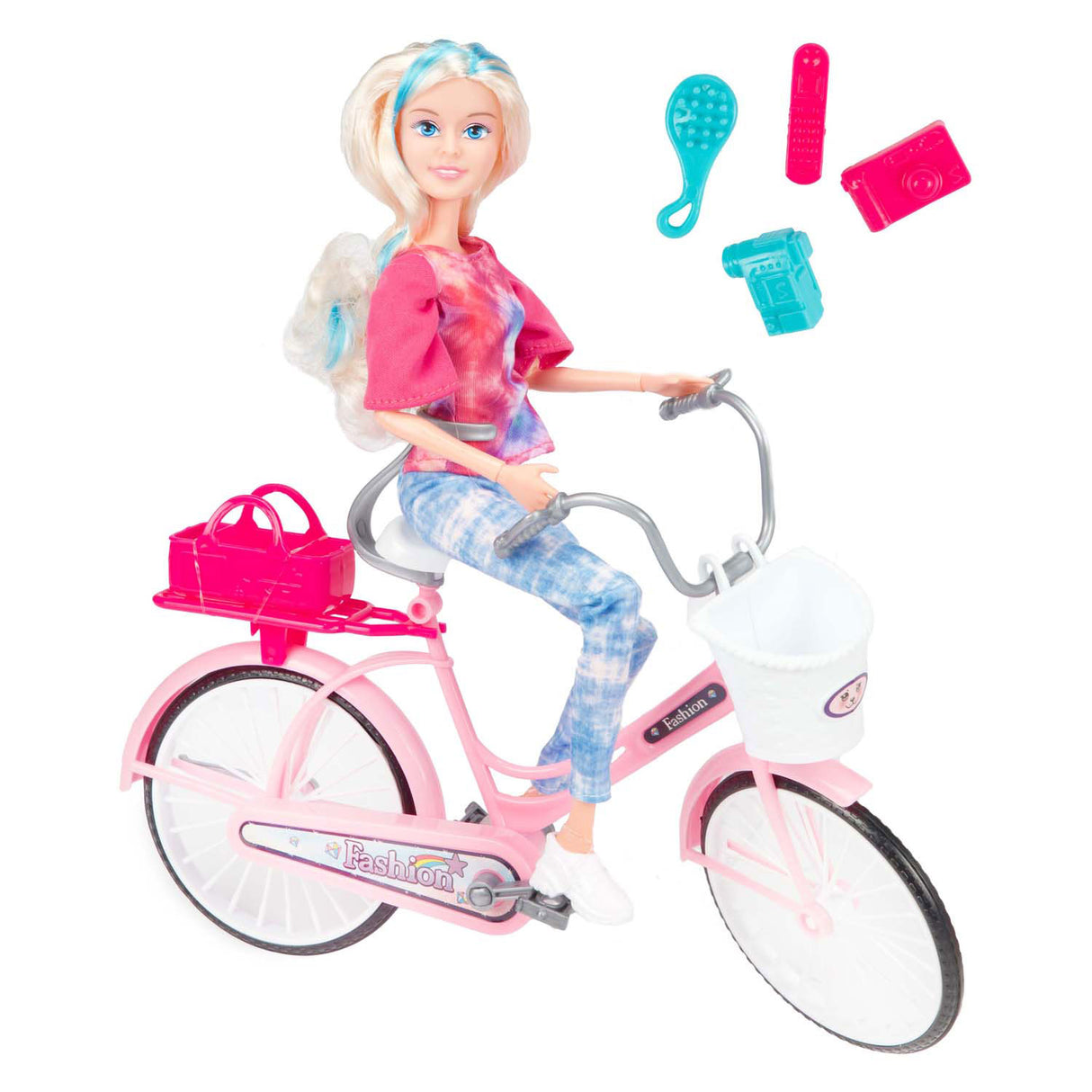 Toi Toys Lauren Teenie-Puppe auf dem Fahrrad