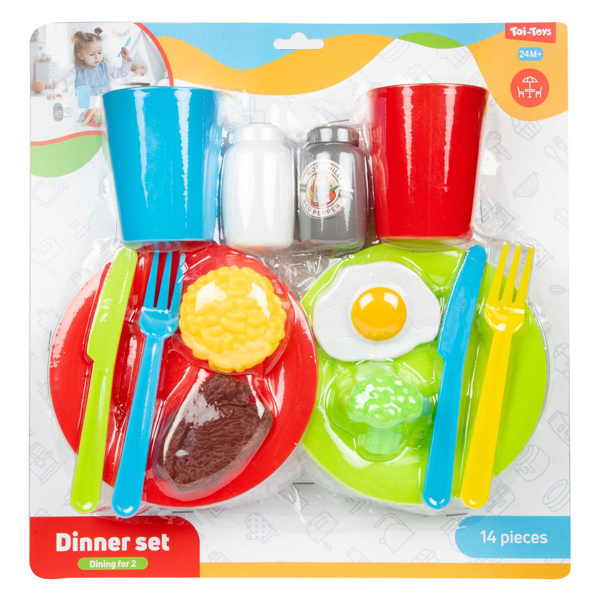 Toi-toys home food diner set, 14dlg.