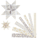 Vivi Gade Papierflechtstreifen, L: 44+78 cm, T 6,5+11,5 cm, B: 15+25 mm, Gold, Weiß, 48 Streifen 1 Box