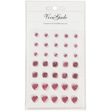 Vivi Gade Strasssteine, rund, quadratisch, Herz, Größe 6+8+10 mm, rosa, 35 Stück 1 Box