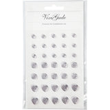 Vivi Gade Strasssteine, rund, quadratisch, Herz, Größe 6+8+10 mm, Silber, 35 Stück 1 Box