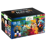 Gouache-Acryl-Set komplett 24x59ml + 12 Pinsel