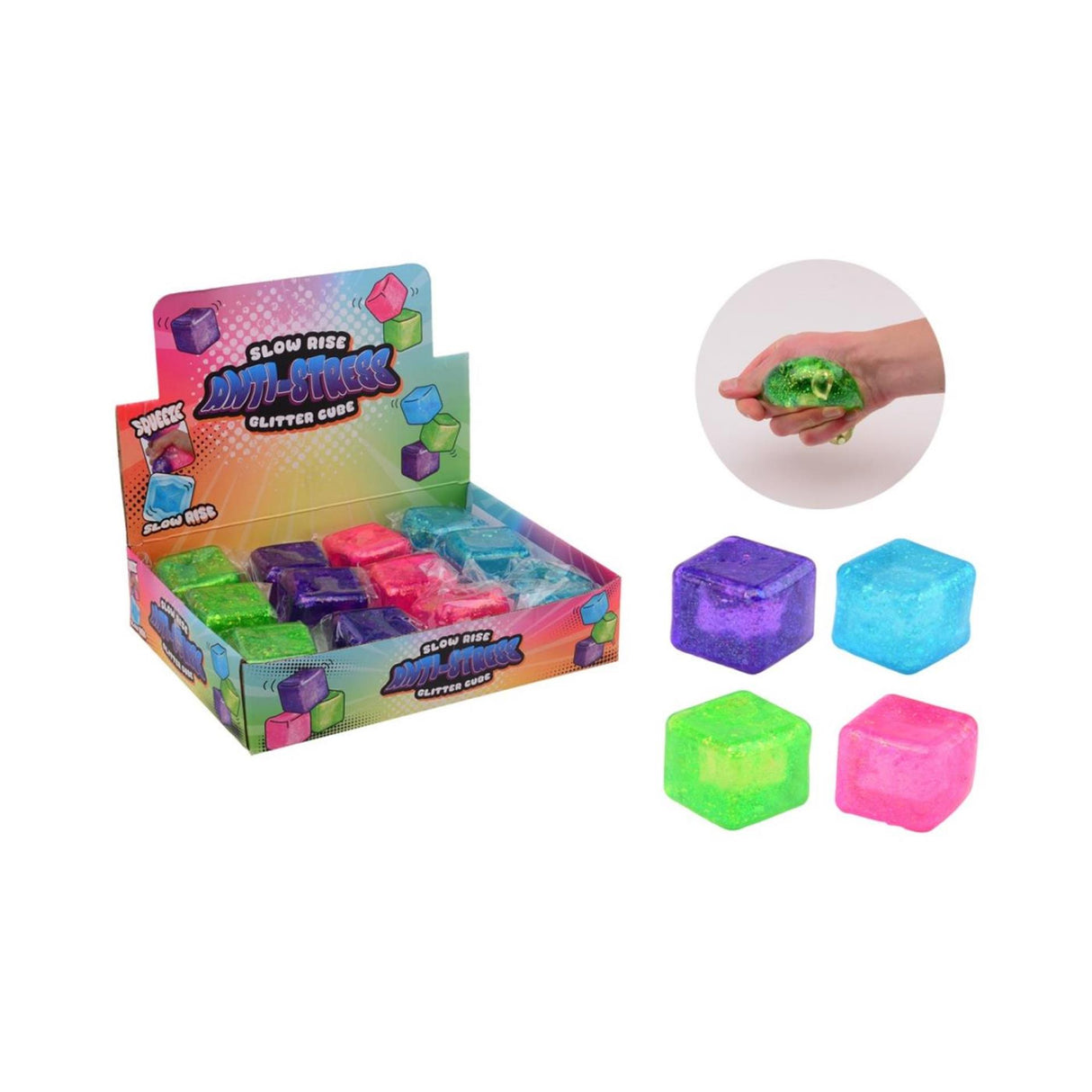 Duckiez langsam aufsteigender Anti-Stress-Würfel mit Glitzer