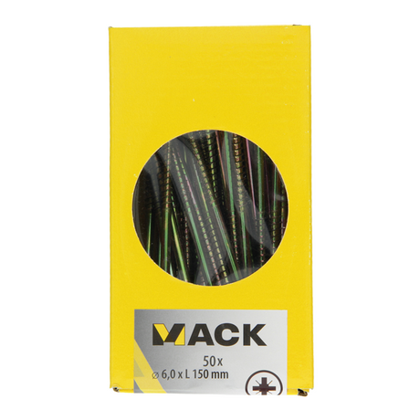 Mack 1006988 - spaanplaatschroef vz kop geelverzinkt 50st 6 x 150mm | 2 stuks