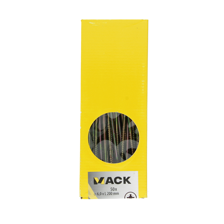 Mack 1006991 - spaanplaatschroef vz kop geelverzinkt 50st 6 x 200mm | 1 stuks