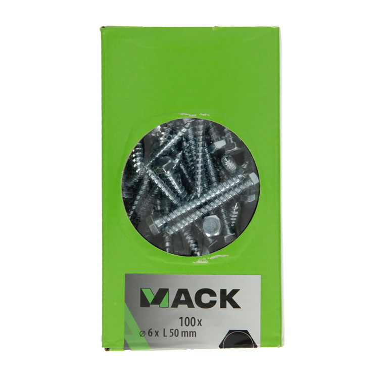 Mack 1007031 - houtdraadbout staal verzinkt 100 st 6 x 50 mm | 3 stuks