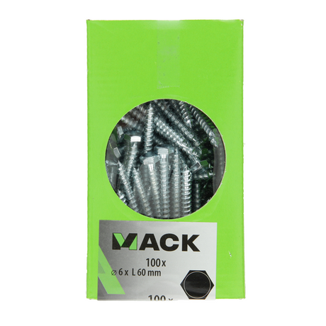 Mack 1007032 - houtdraadbout staal verzinkt 100 st 6 x 60 mm | 3 stuks