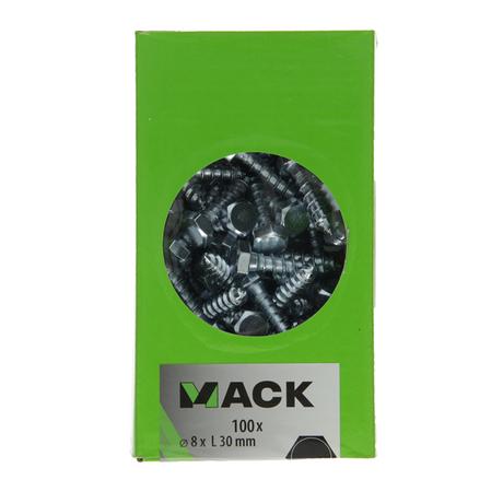 Mack 1007036 - houtdraadbout staal verzinkt 100 st 8 x 30 mm | 3 stuks