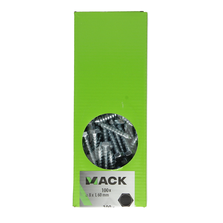 Mack 1007039 - houtdraadbout staal verzinkt 100 st 8 x 60 mm | 1 stuks