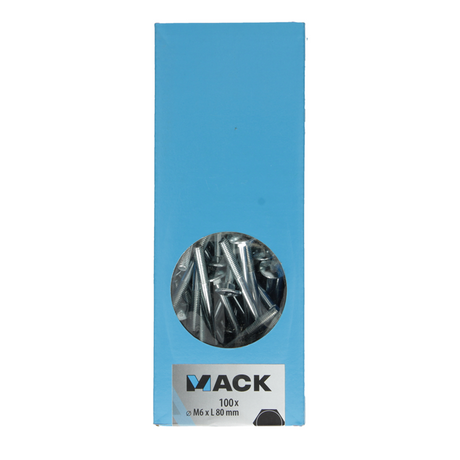Mack 1007055 - houtbout + moer verzinkt 100 st 6 x 80 mm | 1 stuks