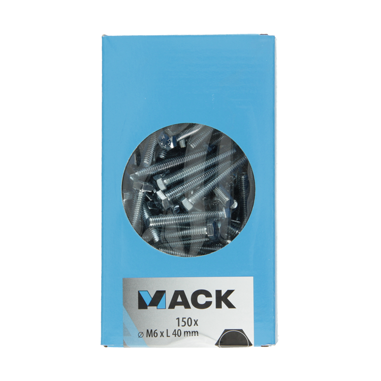 Mack 1007073 - tapbout + moer verzinkt 150 st 6 x 40 mm | 2 stuks