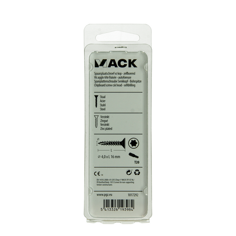 Mack 1017292 - spaanplschr.vzkop-zelfb. geelverz. 35 st 4,0 x 16 mm | 10 stuks