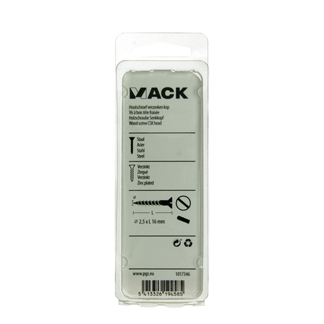 Mack 1017346 - houtschroef verzonken kop verz28 st 2,5 x 16 mm | 10 stuks
