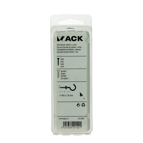 Mack 1017809 - schroefhaak metrisch + moer verziinkt 5st m4 x 50 mm | 10 stuks