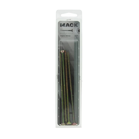 Mack 1006982 - spaanplschrf. vzkop-zelfb geelverzinkt 4st 6 x 140mm | 5 stuks