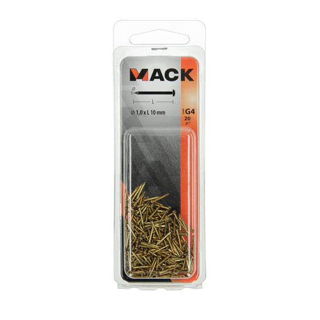 Mack 1017166 - nagel bolle kop messing 20 gr 1,0 x 10 mm | 10 stuks