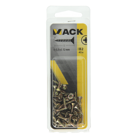 Mack 1017221 - spaanplaatschroef vz kop geelverz.45 st 3,5 x 12 mm | 10 stuks