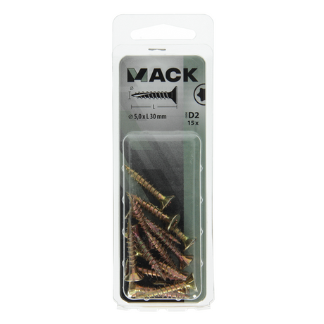 Mack 1017311 - spaanplschr.vzkop-zelfb. geelverz. 15 st 5,0 x 30 mm | 10 stuks