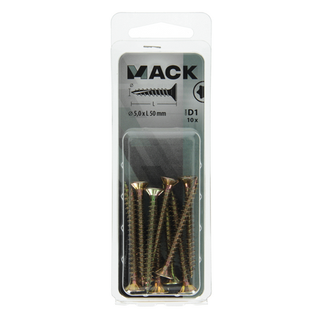 Mack 1017313 - spaanplschr.vzkop-zelfb. geelverz. 10 st 5,0 x 50 mm | 10 stuks