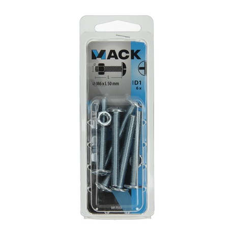 Mack 1017555 - kachelbout + moer staal verzinkt 6 st m6 x 50 mm | 5 stuks