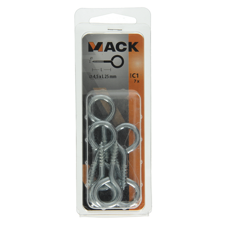 Mack 1017774 - schroefoog staal verzinkt 7 st 4,5 x 25 mm | 10 stuks