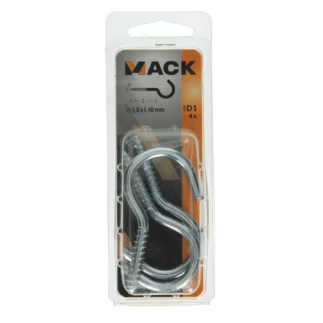 Mack 1017802 - schroefhaak staal verzinkt 4st 5,0 x 40 mm | 5 stuks