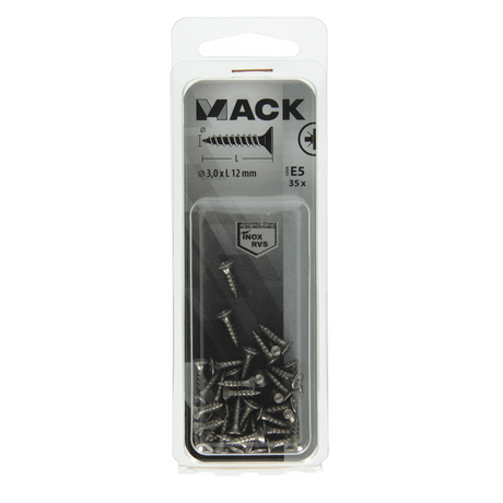 Mack 1019729 - spaanplaatschroef vz kop rvs 35 st 3,0 x 12 mm | 10 stuks