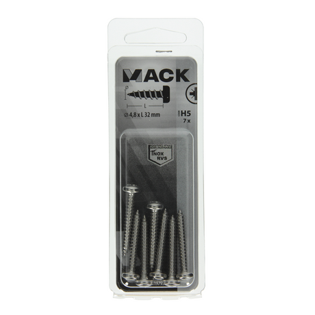 Mack 1019795 - zelftappende schroef cyl.kop a2 7 st 4,8 x 32 mm | 10 stuks
