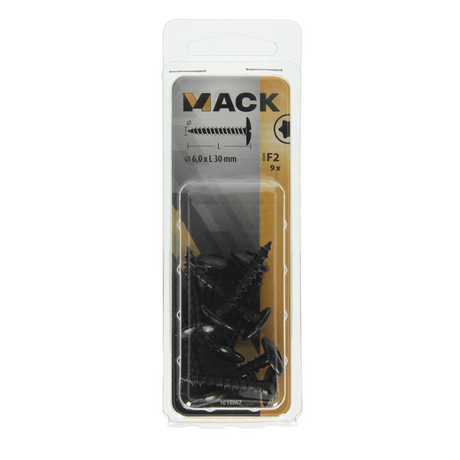 Mack 1019967 - luikschroef zwart 6,0 x 30 mm 9st | 5 stuks