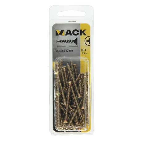 Mack 1017967 - spaanplaatschroef vz kop geelverz. 55st 3,5 x 40 mm | 5 stuks