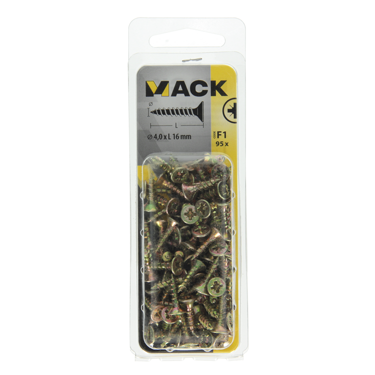 Mack 1017968 - spaanplaatschroef vz kop geelverz. 95st 4,0 x 16 mm | 5 stuks
