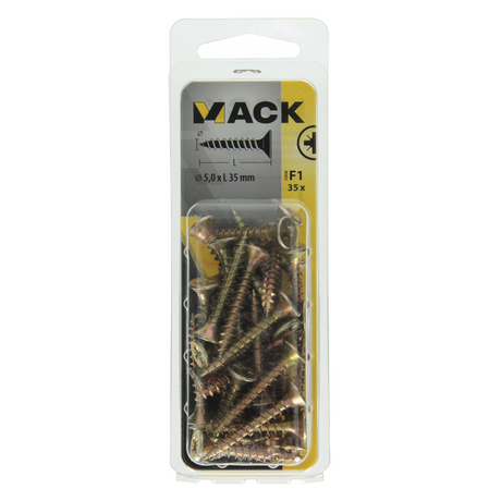 Mack 1017985 - spaanplaatschroef vz kop geelverz. 35st 5,0 x 35 mm | 5 stuks