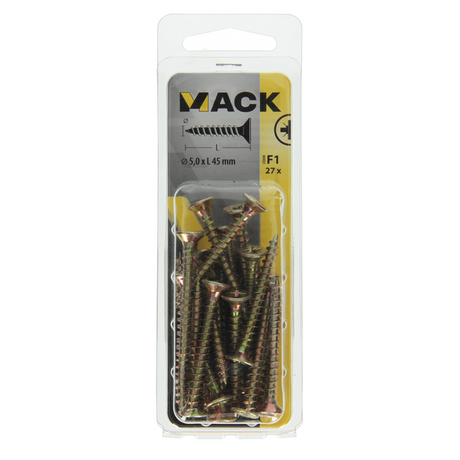 Mack 1017987 - spaanplaatschroef vz kop geelverz. 27st 5,0 x 45 mm | 5 stuks