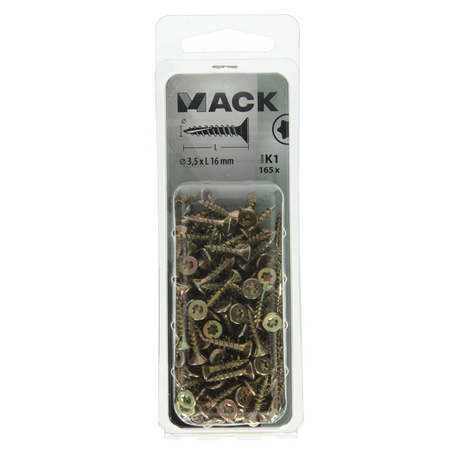 Mack 1018002 - spaanplschr.vzkop-zelfb. geelverz.165 st 3,5 x 16 mm | 5 stuks