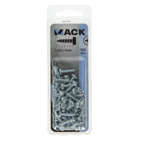 Mack 1018063 - zelftappende schroef cylkop verz. 60 st 3,9 x 16 mm | 5 stuks